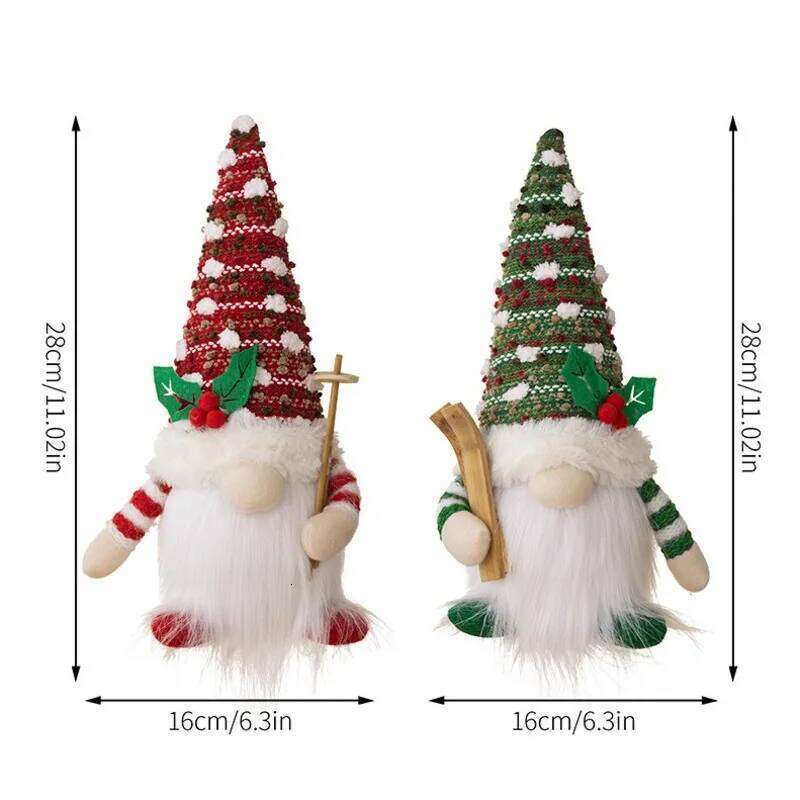 Christmas Decorations 30CM Glowing Gnome Knitted Doll with Led Night Light for Home Xmas Decor Navidad New Year 2025 Gift