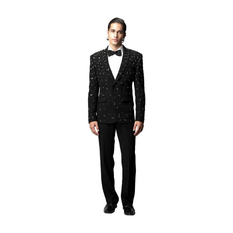 Shining Crystal Mens Suits 2 Piece Jacket Pants Peaked Lapel One Button Special Occasion Party Banquet Suits Customized Ropa Hombre