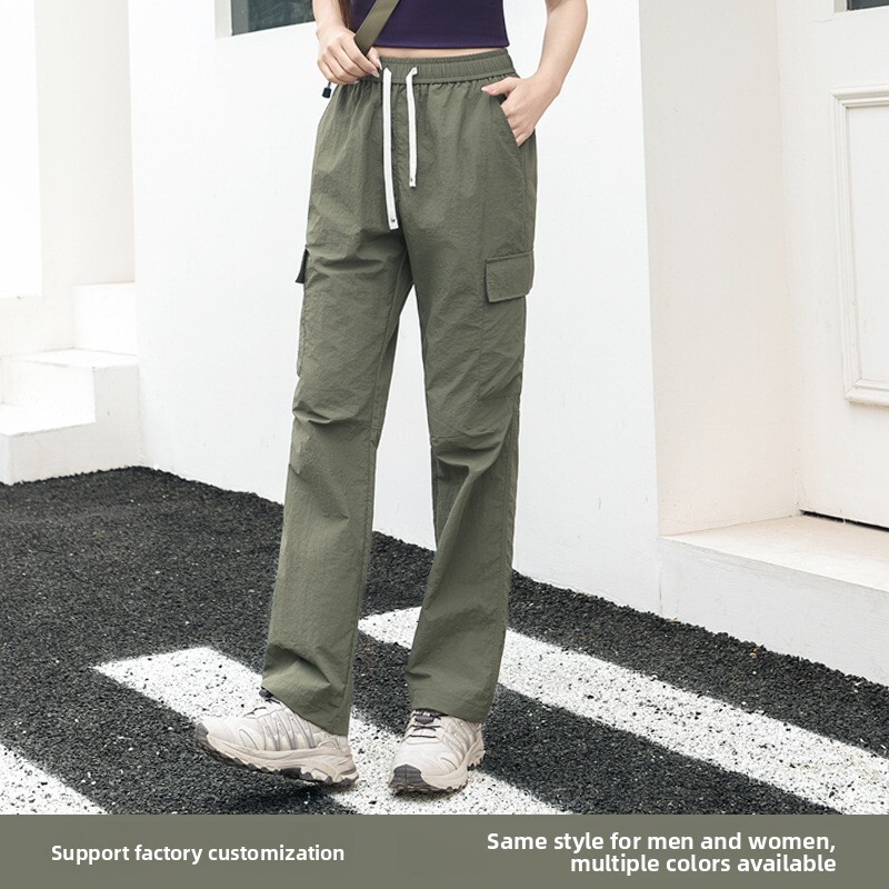 Spring/Summer Work Outdoor Women's Trousers Casual New Loose High-Waisted Straight-Leg Sports Camping Pants Cross-Border
