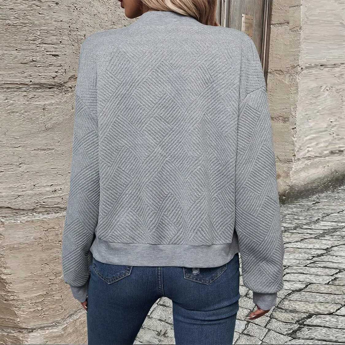 Womens autumn and winter new solid color simple and exquisite zipper jacket baseball collar casual jacketT260328