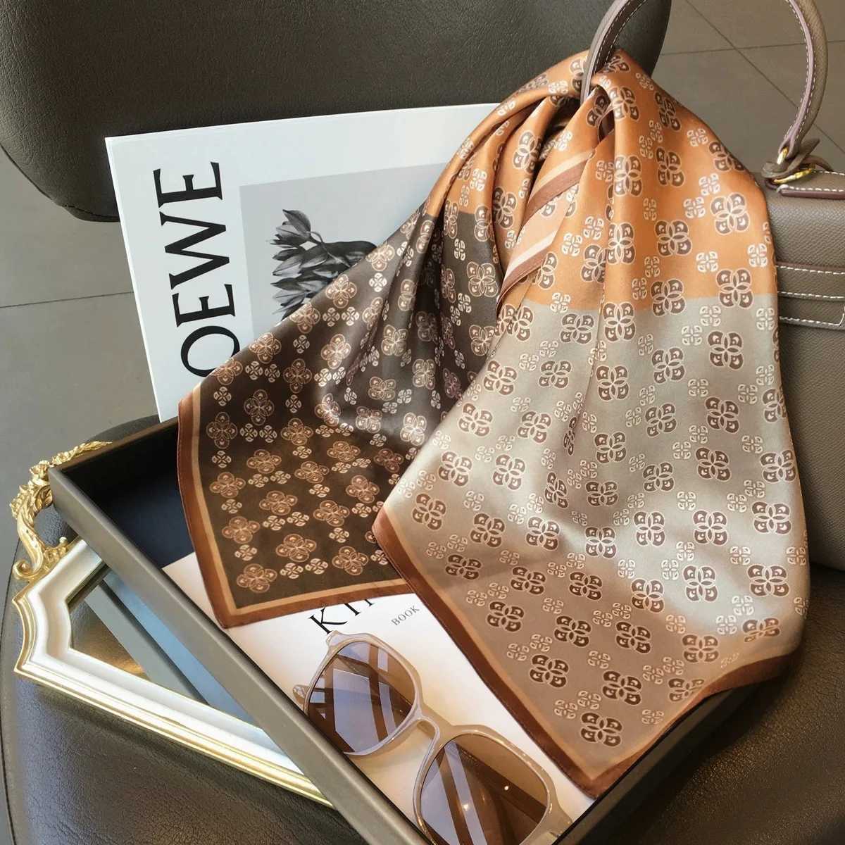 Luxury Square Scarf Women 2025 Dot Print Small Bandana Hair Headscarf Ladies Neckscarf Soft Satin Scarves Shawls Wraps Z260330