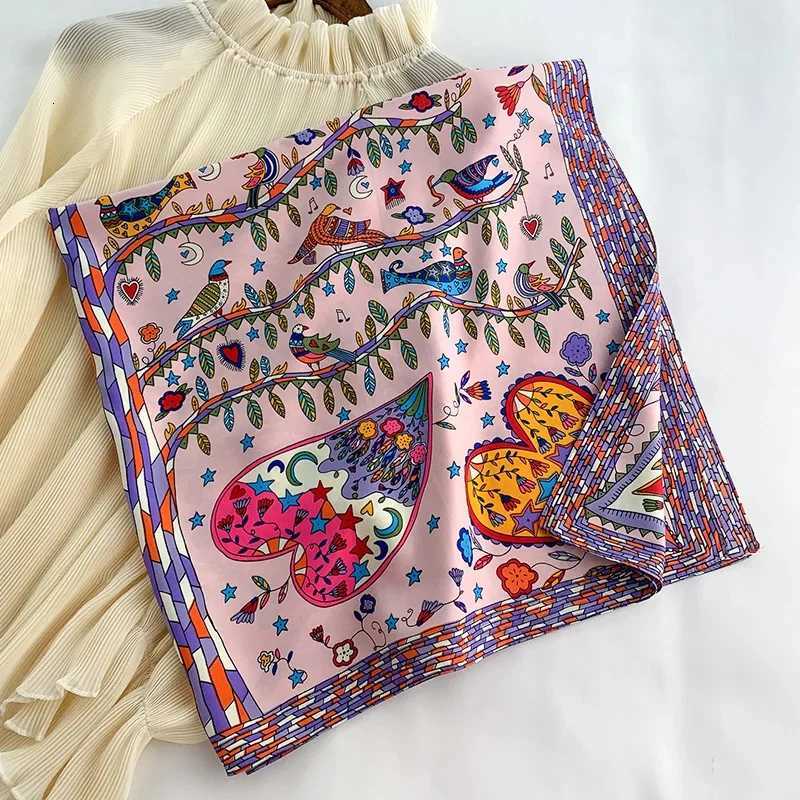 New 9090cm fashion Silk Scarf Scarftop Headwraps Women Vintage Four Seasons Hair Scarve Hijab Foulard Bandana Femme Headscarf Z260330