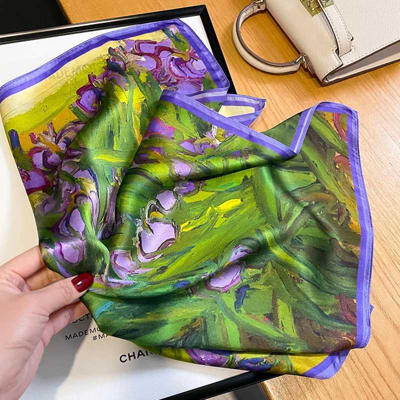 2025 Fashion 100 Real Silk Scarf 53cm Square Bandelet Wens Silk Temperament Small Scarf Neck Decorative Wrap Printed Scarves X260328