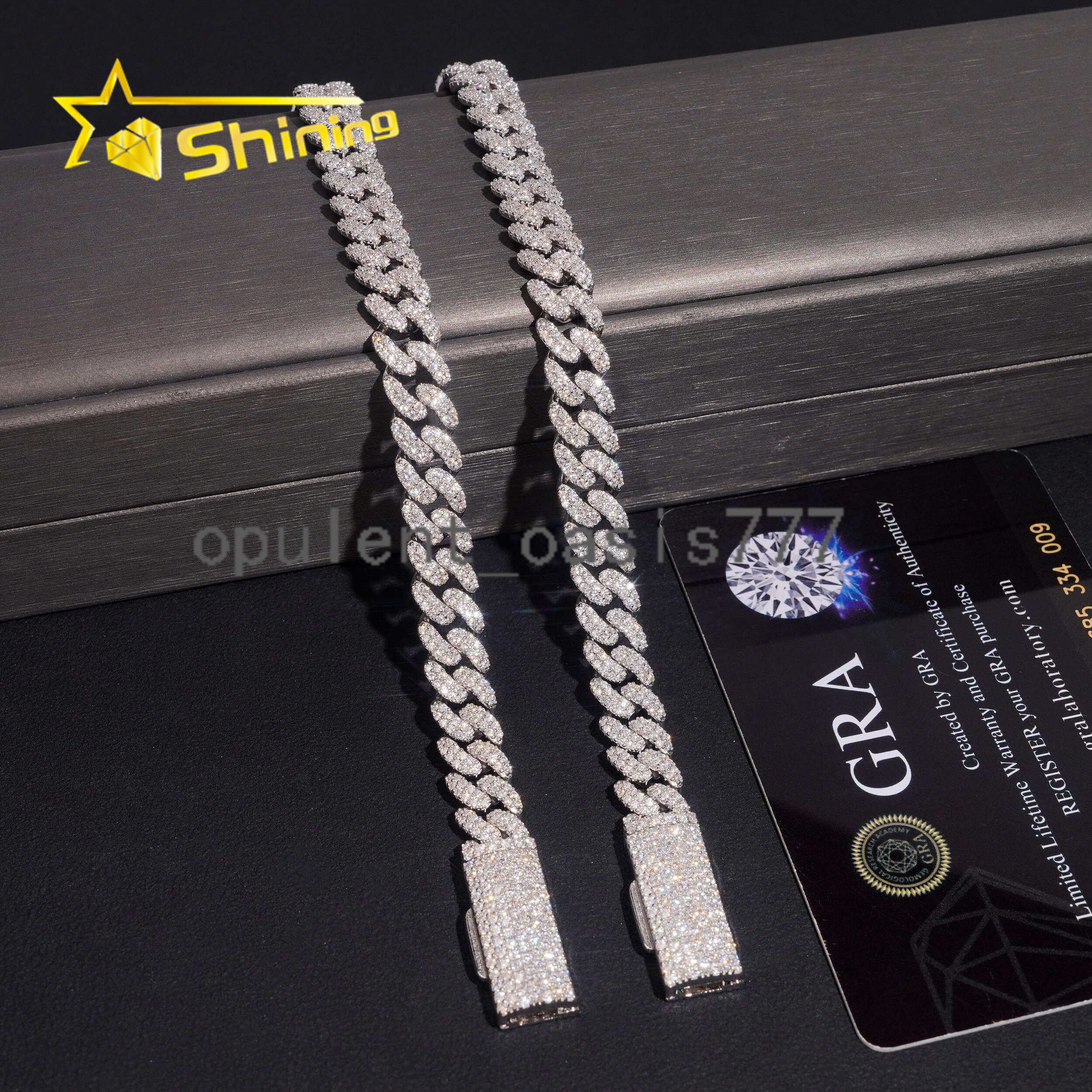 Hot Sale 8mm 2Rows VVS Iced Out Moissanite Cuban Link Bracelet Fine Jewelry Custom Men 925 Silver Bracelet GRA Certificated