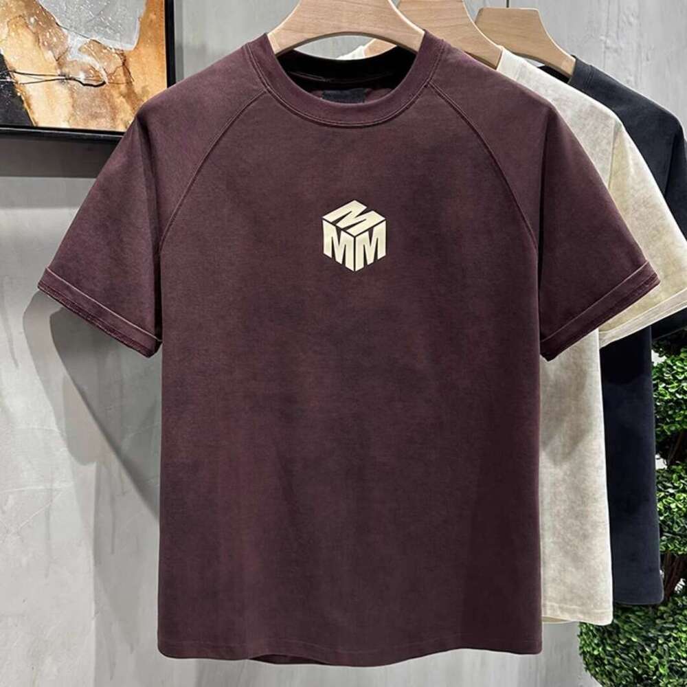 High-end casual and stylish shirt autumn, skin-friendly, breathable, simple T-shirt, trendy patchwork short-sleeve for men