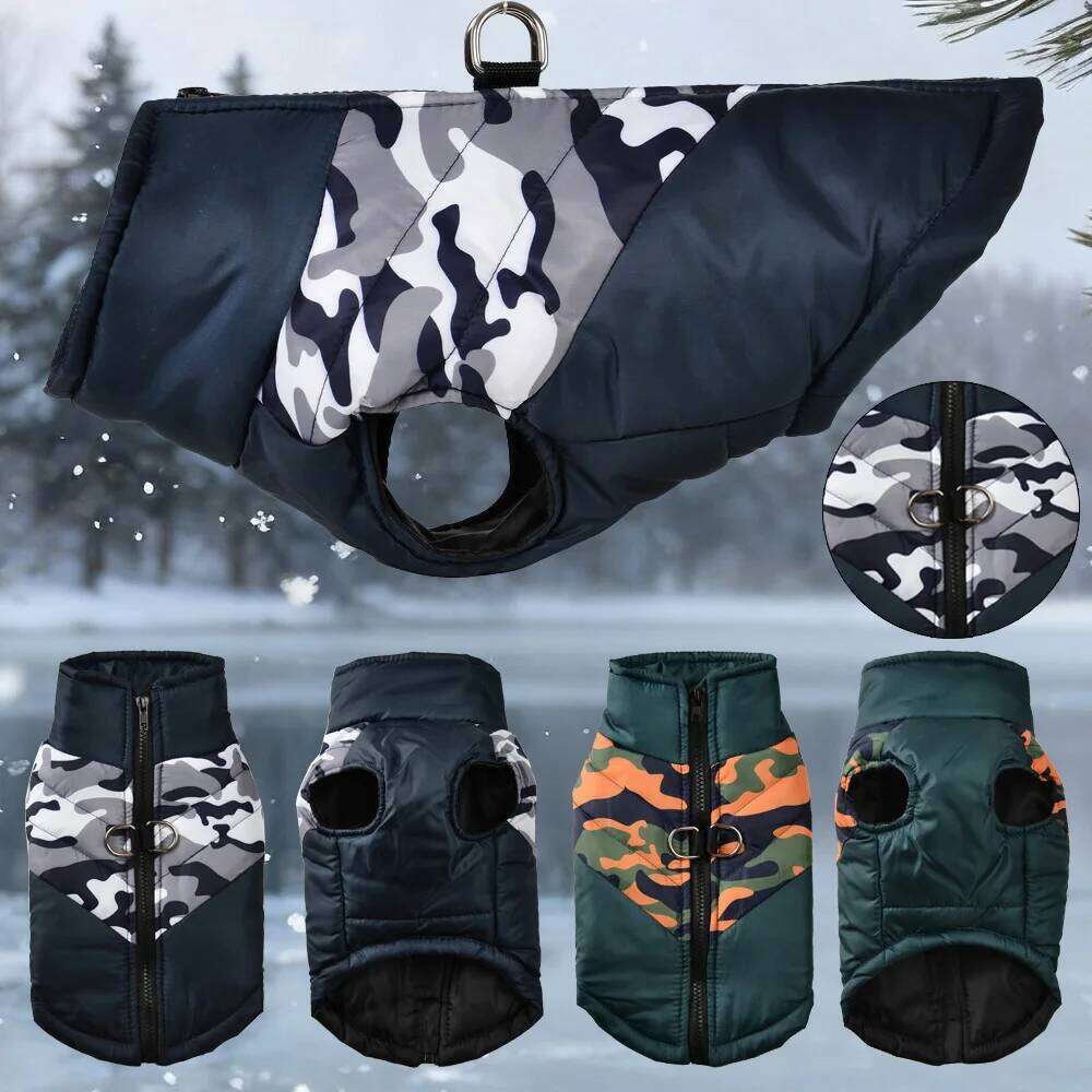 Waterproof Pet Dog Clothes Winter Camouflage Puppy Jacket For Small Medium Dogs Cats Coat with D-ring Chihuahua Bulldog Overalls