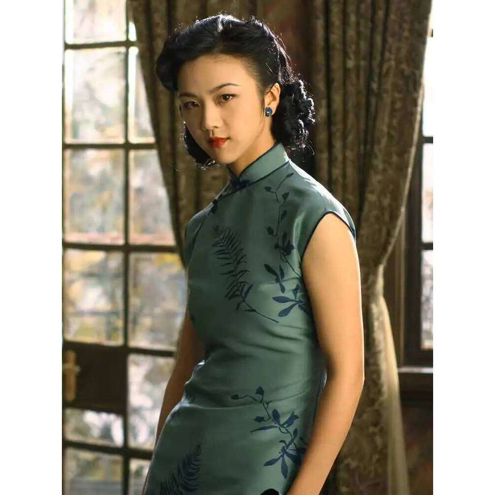Tang Wei Movie Lust, Caution Long Cheongsam Hong Kong Style Luxury Women Qipao Cheongsam Long Dress MAKOUFEI