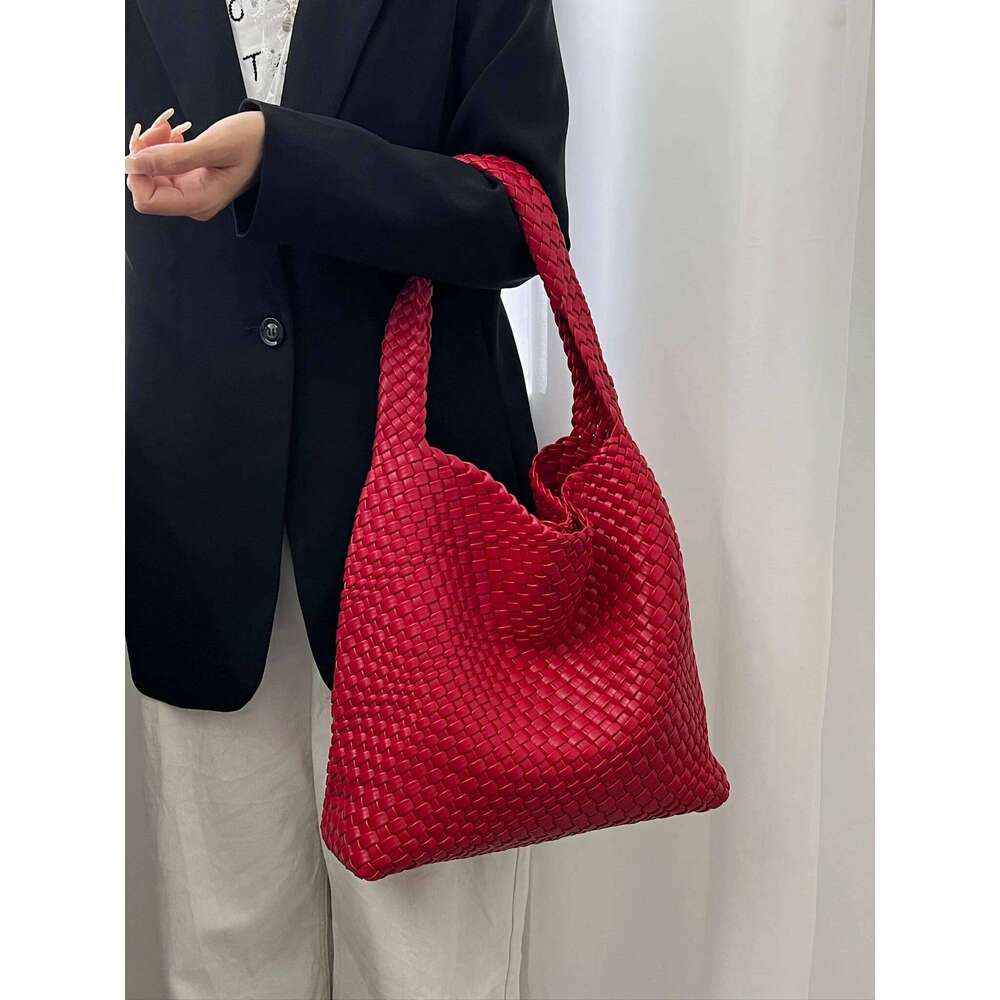 Bags Luxury Designer Shoulder Bag High Capacity PU Leather Hand Woven Women's Handbag