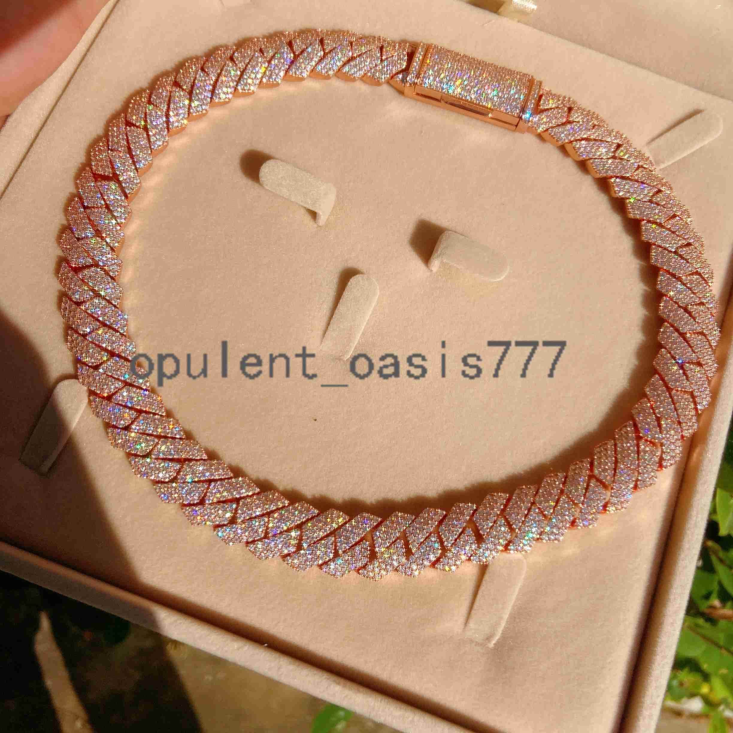 Hot Selling Necklace Silver 925 Iced Out Lab Diamond Vvs Moissanite Hip Hop Jewelry Real Gold Plated Cuban Link Chain