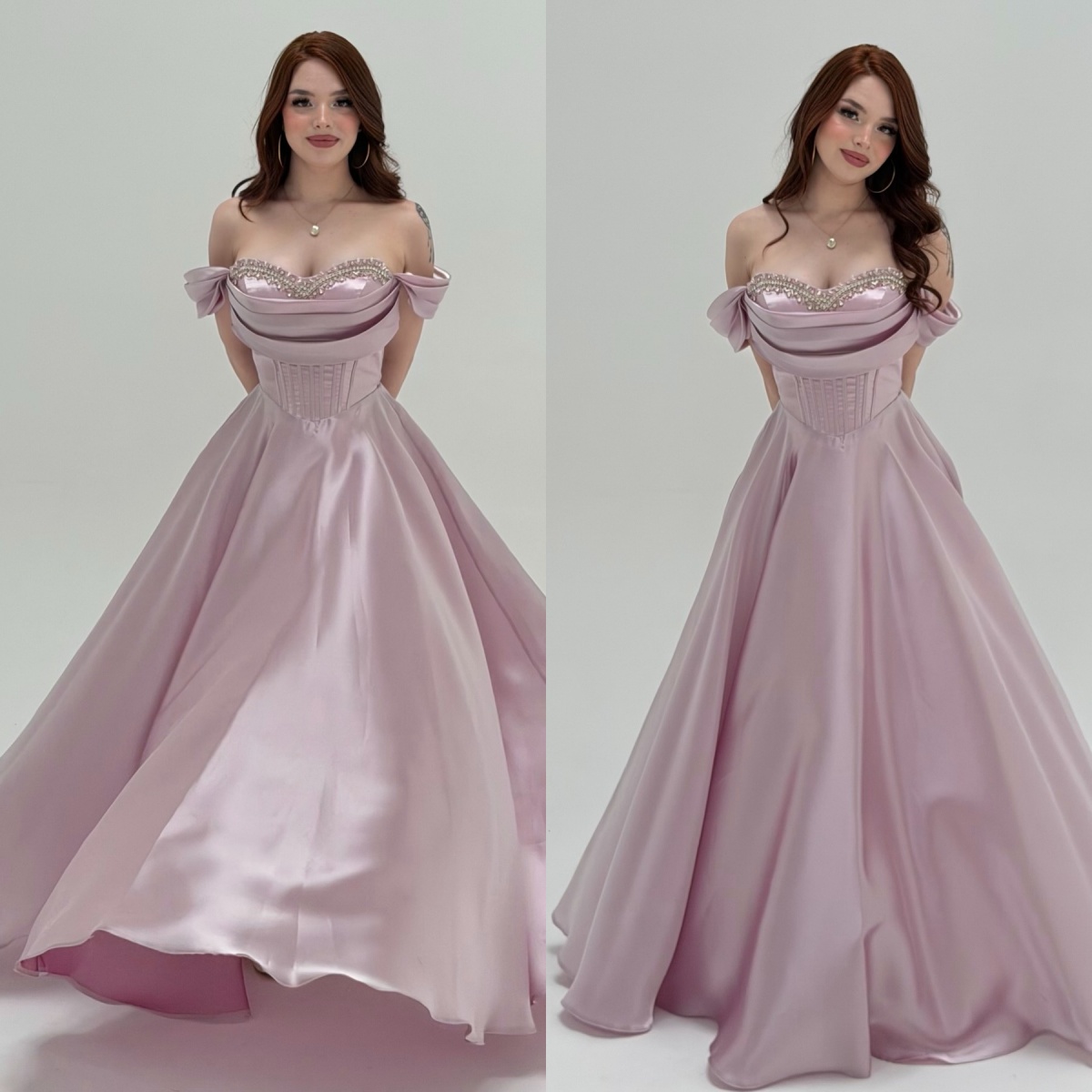 Glossy Satin Prom Dress Boat Neck Bridal Dresses Sexy Crystal Sequins Lace Evening Dress Customized Floor Length Party Gown vestido de novia