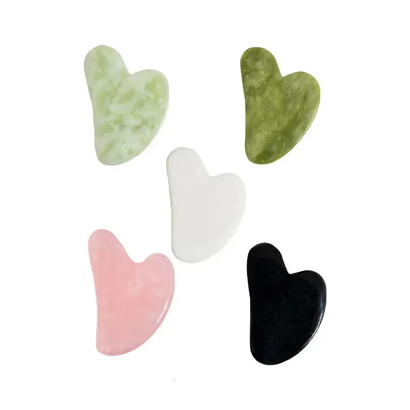 5-Color Option Heart-Shaped Jade Gua Sha Scraping Board Massage Tool - Black White Green Blue - Scraping Massager 260316