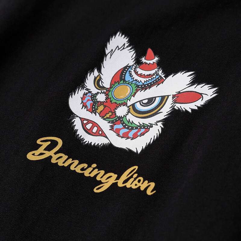 2026 Spring/Summer New Arrival: Unique Trendy Brand Lion Print Top, Chinese Style Pure Cotton Plus Size Round Neck Short Sleeve T-Shirt for Men