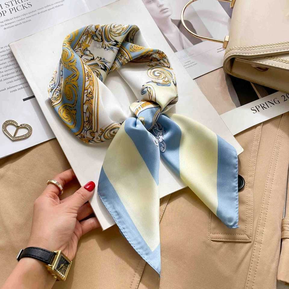 70cm Leopard Print Silk Square Scarf for Wen Satin Shawl Fashion Wraps Neckerchief Fem Hair Bands Ribbon band Bandana X260328
