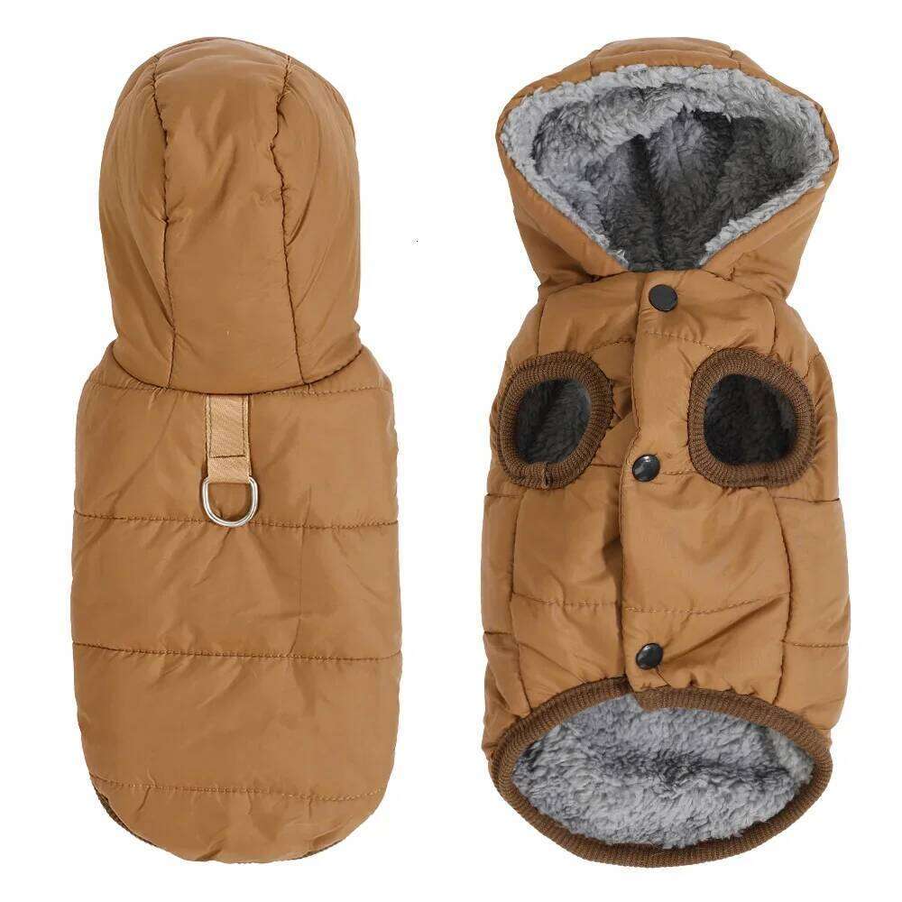 Camping Hiking Jacket For Small Medium Dogs Cats Winter Outdoor Puppy Coat Waterproof Hooded Clothes with D-ring Bulldog Outfits