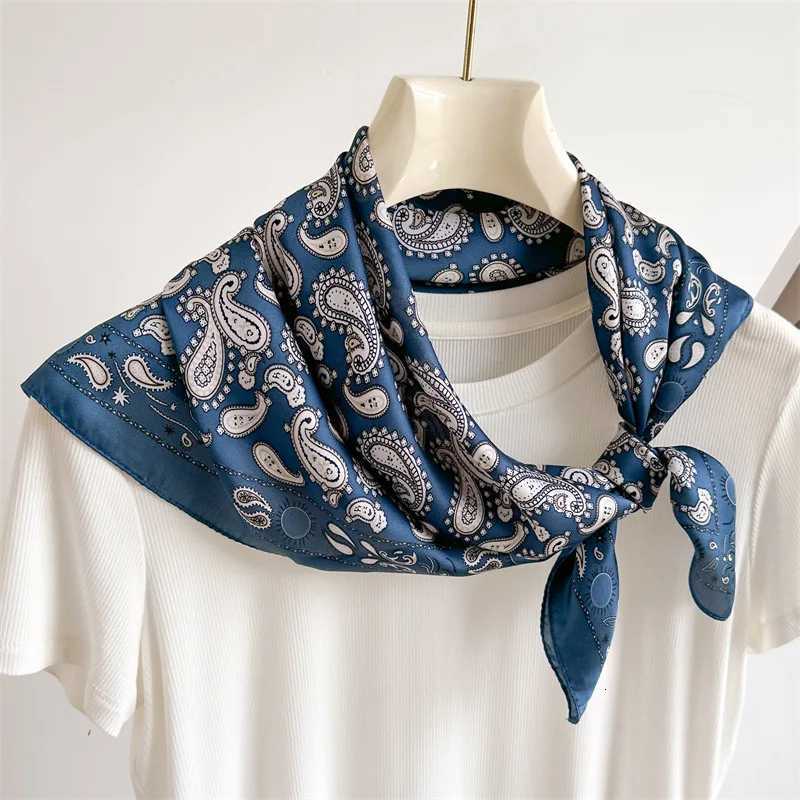Paisley Cashew Print 7070cm Silk Square Scarf Women Neck Tie Soft Satin Neckerchief Female Foulard Headband Hijab Decorate Hand Z260330