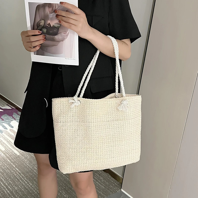 Summer Vacation Handmade Woven Womens Shoulder Bags Fashion Straw Underarm Bag Large Capacity Ladies Handbags260316