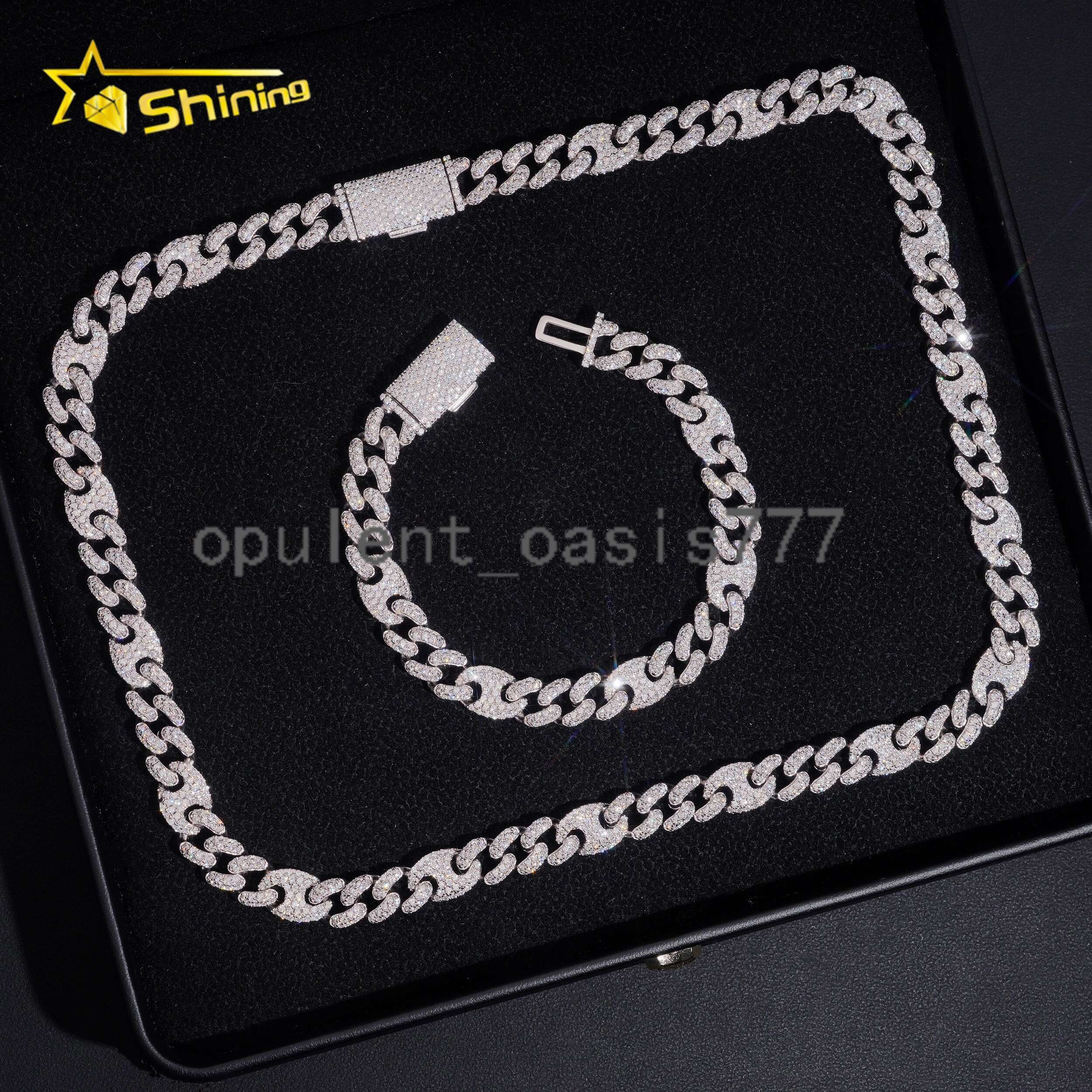 New Design Pig Nose 925 Sterling Silver Chain Hip Hop Jewelry Custom Iced Out Men VVS Moissanite Cuban Chain Link