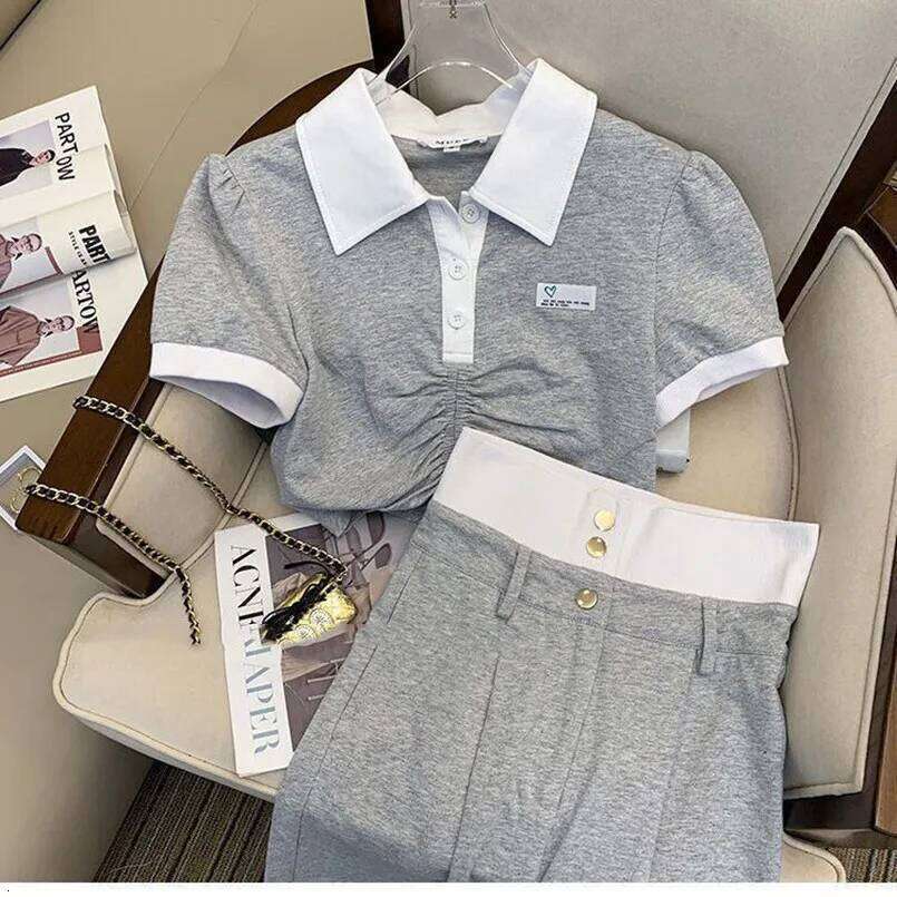 Leisure Women's Spring/Summer New Student Wear Sports And Fashion Wide Leg Pants Two Piece Set