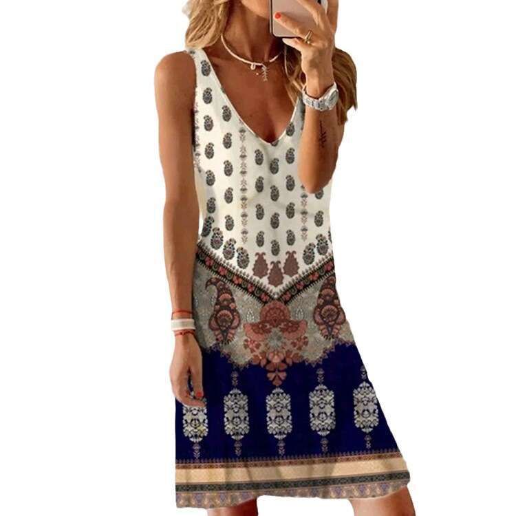 2026 Summer Gradient ral Dot Printed Sleeveless Holiday Dress with Versatile Style and New Trendy Clothing Ins