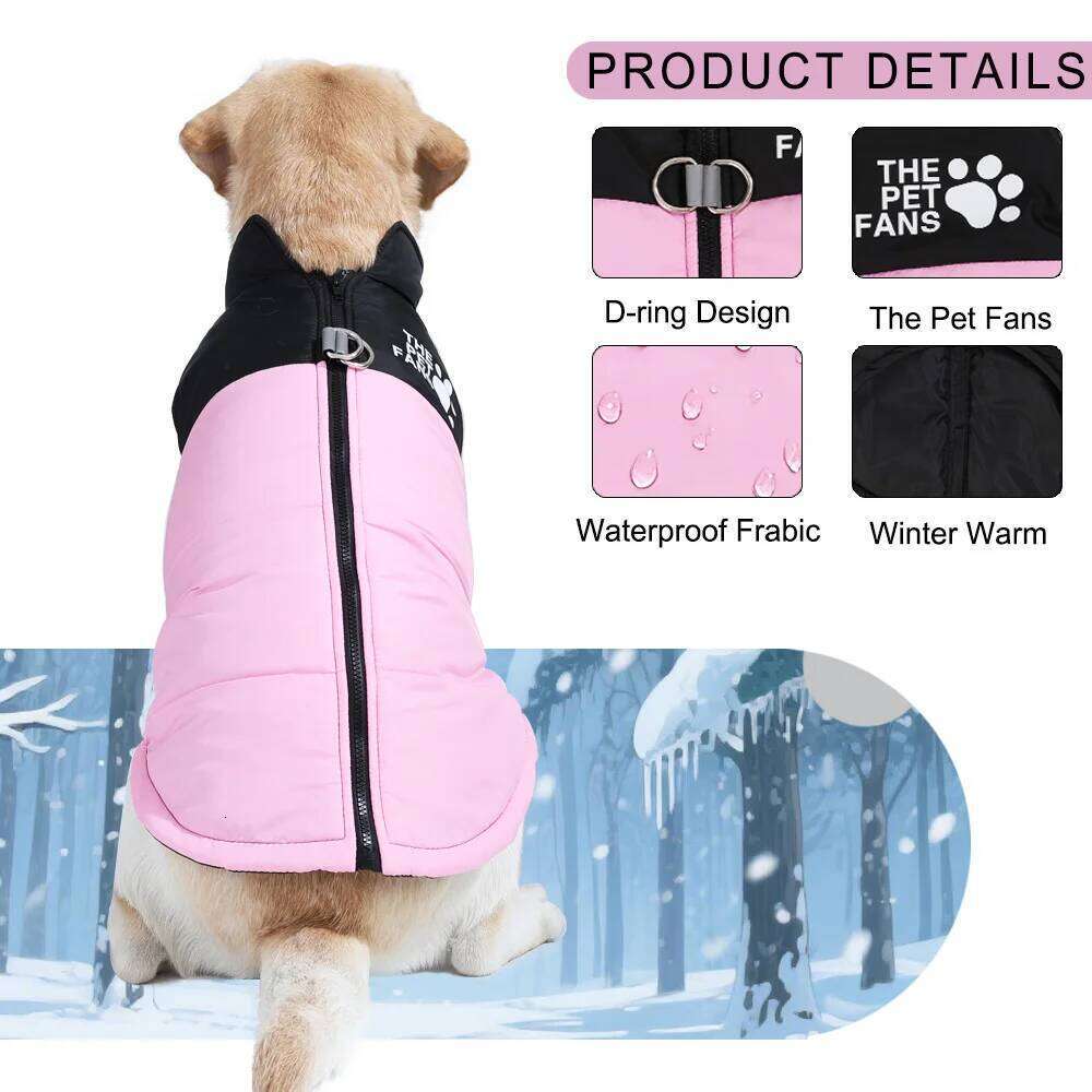 Big Pet Dog Jacket For Small Large Dogs Cats Winter Windproof Coat Waterproof Puppy Clothes With D-ring Labrador Bulldog Costume