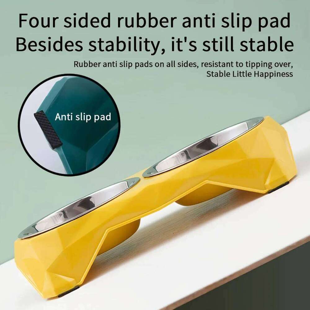 Stainless Steel Double Upgraded Diamon Pattern Large Capacity Food Bowl for Dog Cat Non-slip Pet Water Feeder Bowls 26W0330