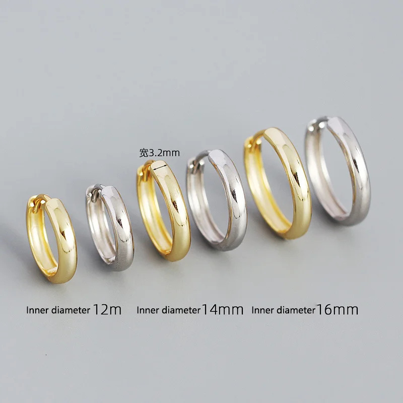 WANEME 925 Sterling Silver Minimalist Glossy Bohemian Hoop Earrings for Women Hip Hop Rock Party Piercing Jewelry Ear Buckles 260323