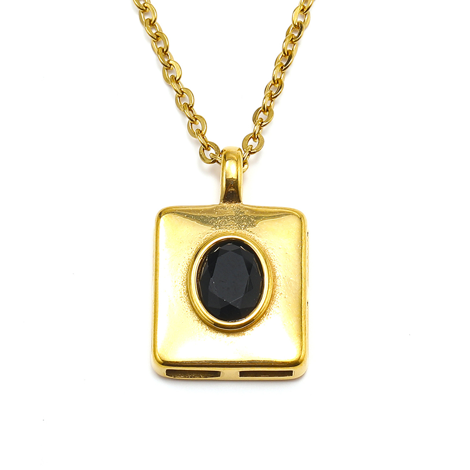 Designer luxury French-style -pired vintage oval zircon square pendant necklace for women, niche design, light luxury, elegant collarbone chain