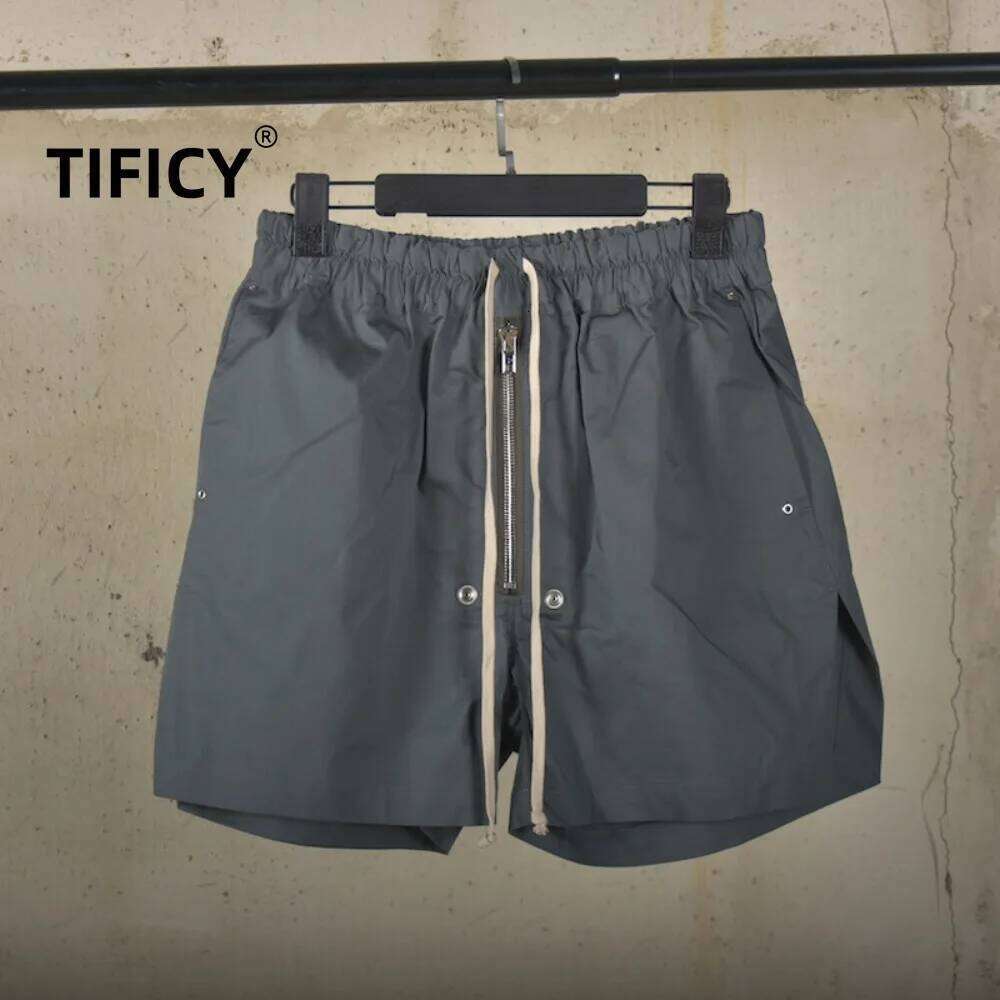 Ro25 Dark High Street Men's Quarter Pants Zipper Drift Straps Summer Casual Split Versatile Shorts Retro