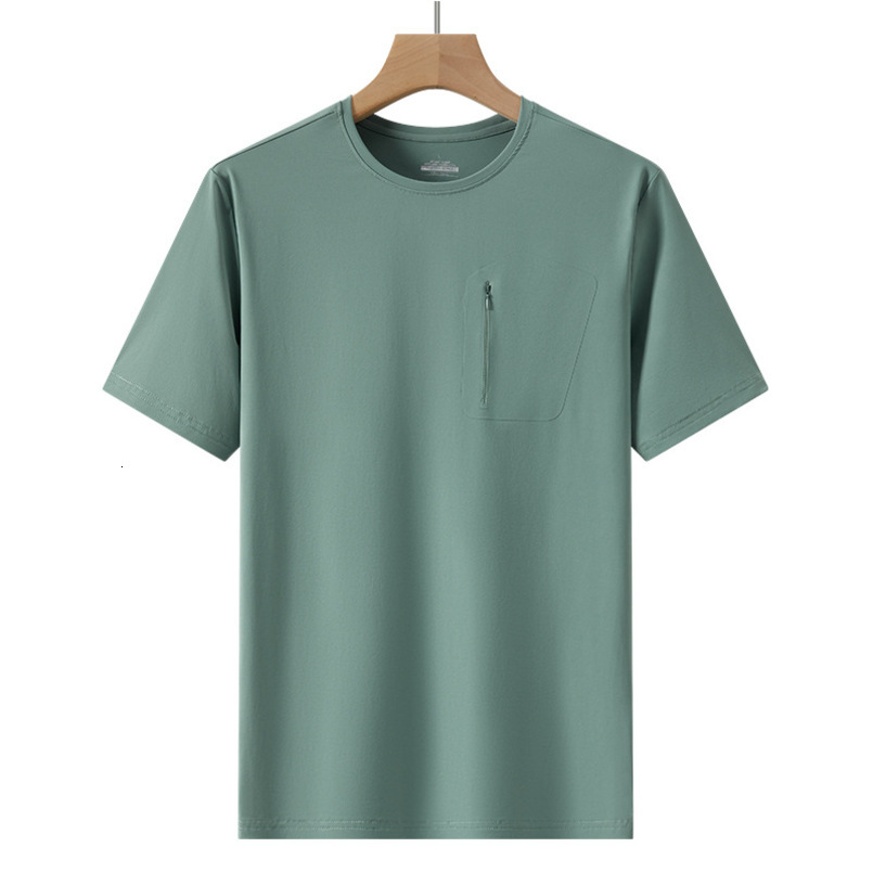 Nylon ice silk short-sleeve t-shirt, quick-drying, breathable, outdoor sports and fitness, liquid ammonia cool-touch, solid color, round-neck T-shirt 