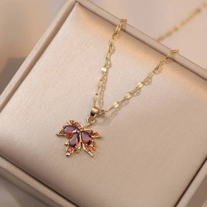 Exquisite Micro Inlaid Zircon Tassel Necklace Jewelry For Women Stainless Steel Moon Butterfly Flower Clavicle Choker