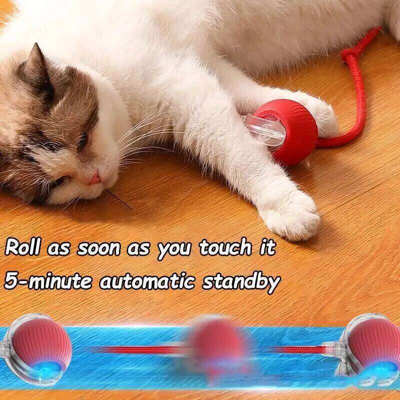 XYZ Interactive Automatic Rolling Ball Faux Tail Rechargeable Smart Pet Electric Toy Dog Cat Training Imitate Mouse