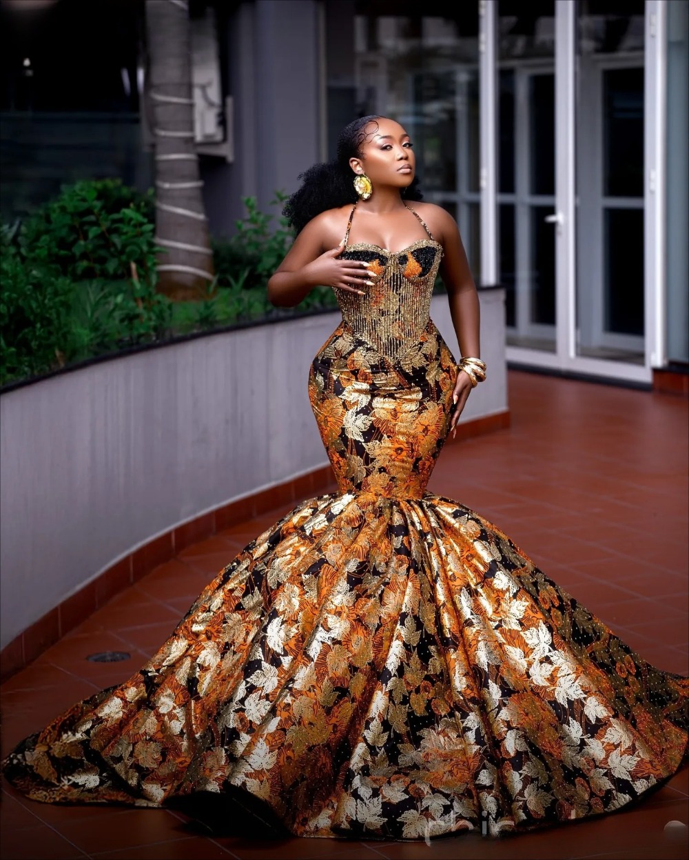 2026 Aso Ebi Nigerian Printed Mermaid Prom Dresses Halter Beaded Evening Formal Party Second Birthday Engagement Reception Gowns Dress For Special Occ