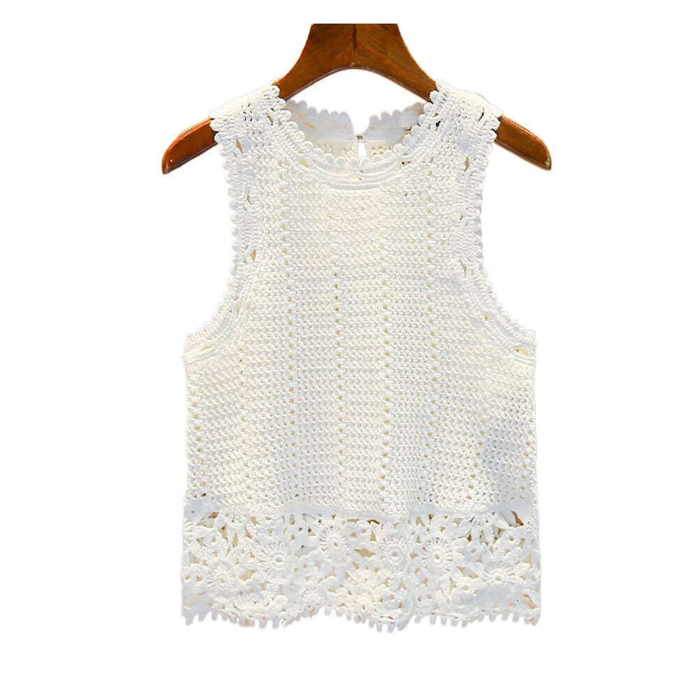 2026 new designer sleeveless round neck white top+lace shorts S18 elegant slim fit women