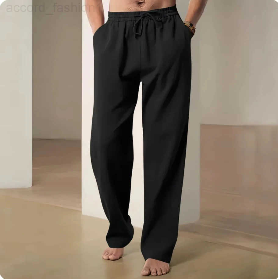 Cotton and linen pants men summer straight leg casual quick drying sports pants men wide leg oversized linen pants 2025 new item H260330