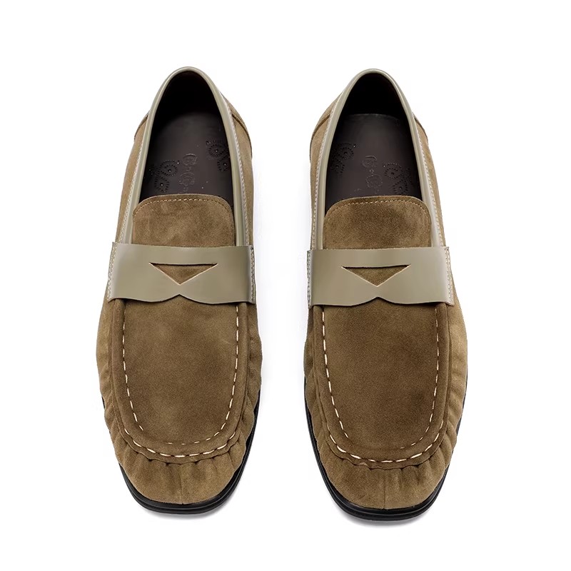 Loafers Men's Genuine Leather Soft Soled Beanie Shoes Slip-On Suede Casual Breathable Leather Shoes Driving Shoes
