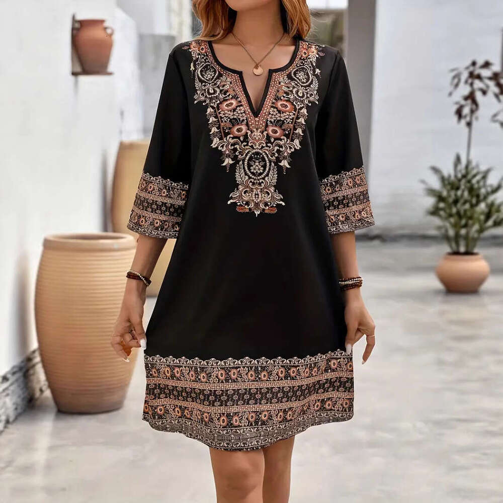 In-stock cross-border Amazon summer new women's dress, European and American sexy floral black dress