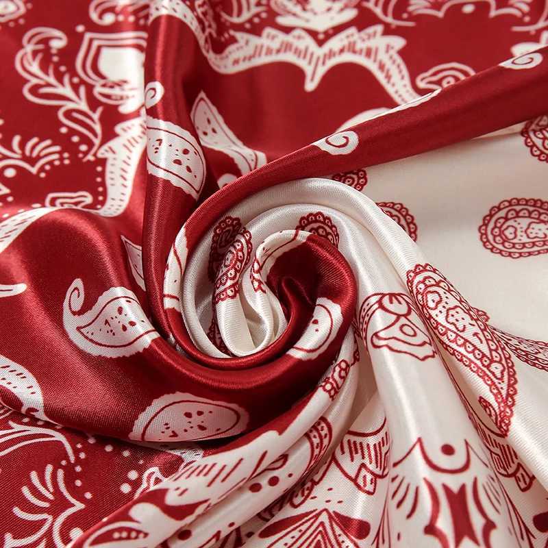 Satin Square Scarf Wen Muslim Hijab Elegant 2025 Print Silk Neckerchief Shawl Wraps band Handle Hair Accessories Bandana X260328