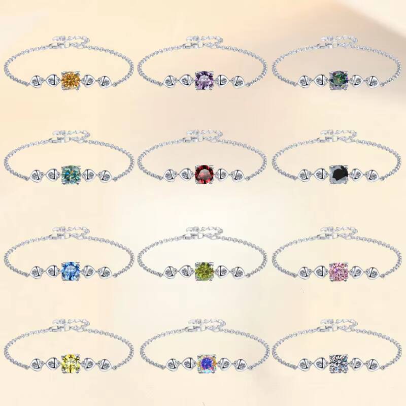 Chic Square Halo Heart Bracelet S925 Sterling Silver Plated 18K Gold Brilliant Cut Moissanite Jewelry for Women