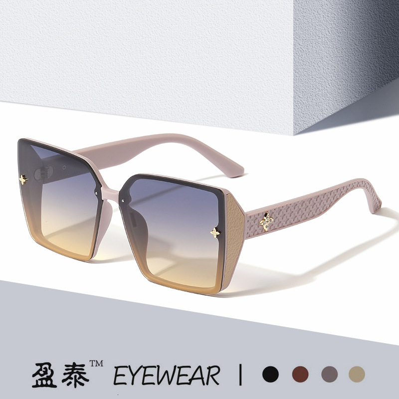 Luxury Brand Designer Sunglasses Four-Leaf Clover Luxury Shiny Sunglasses For Women, Trendy Tiktok Style, Large Frame Sunglasses, Fashionable Light Lu