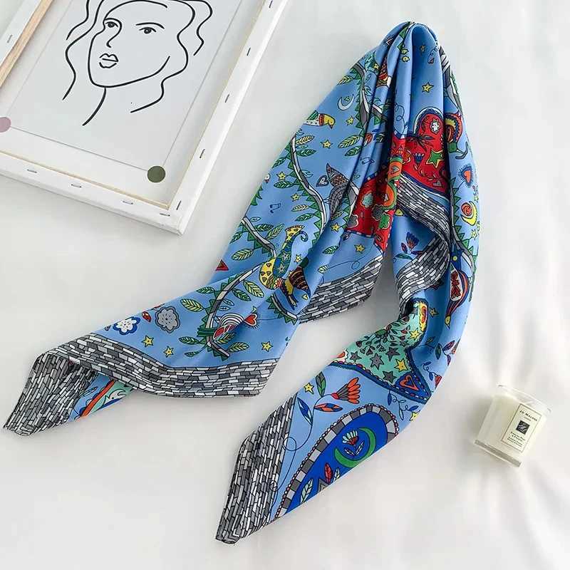 New 9090cm fashion Silk Scarf Scarftop Headwraps Women Vintage Four Seasons Hair Scarve Hijab Foulard Bandana Femme Headscarf Z260330