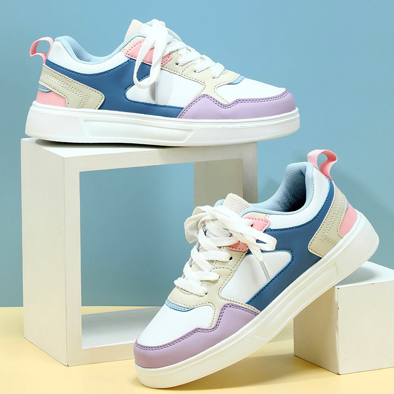 Kids Teen Girls Boy Color Block Platform Sneakers Breathable PU Leather Casual Walking Shoes Fashion School Shoes Students Daily Wear Street Style Men