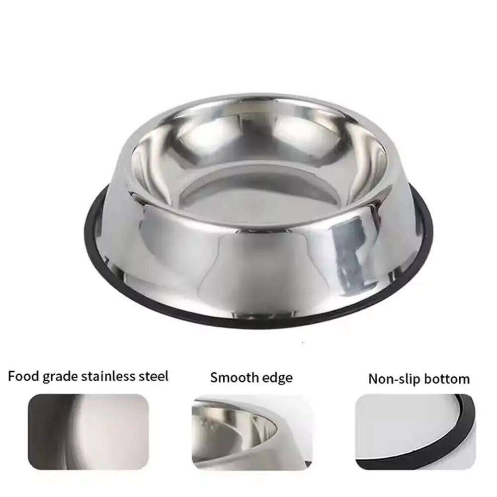 Capacity Steel Pet Feeding Cat and Dog Food Drinking Bowl Feeder Dish for Small Large Dogs Cats 26W0330
