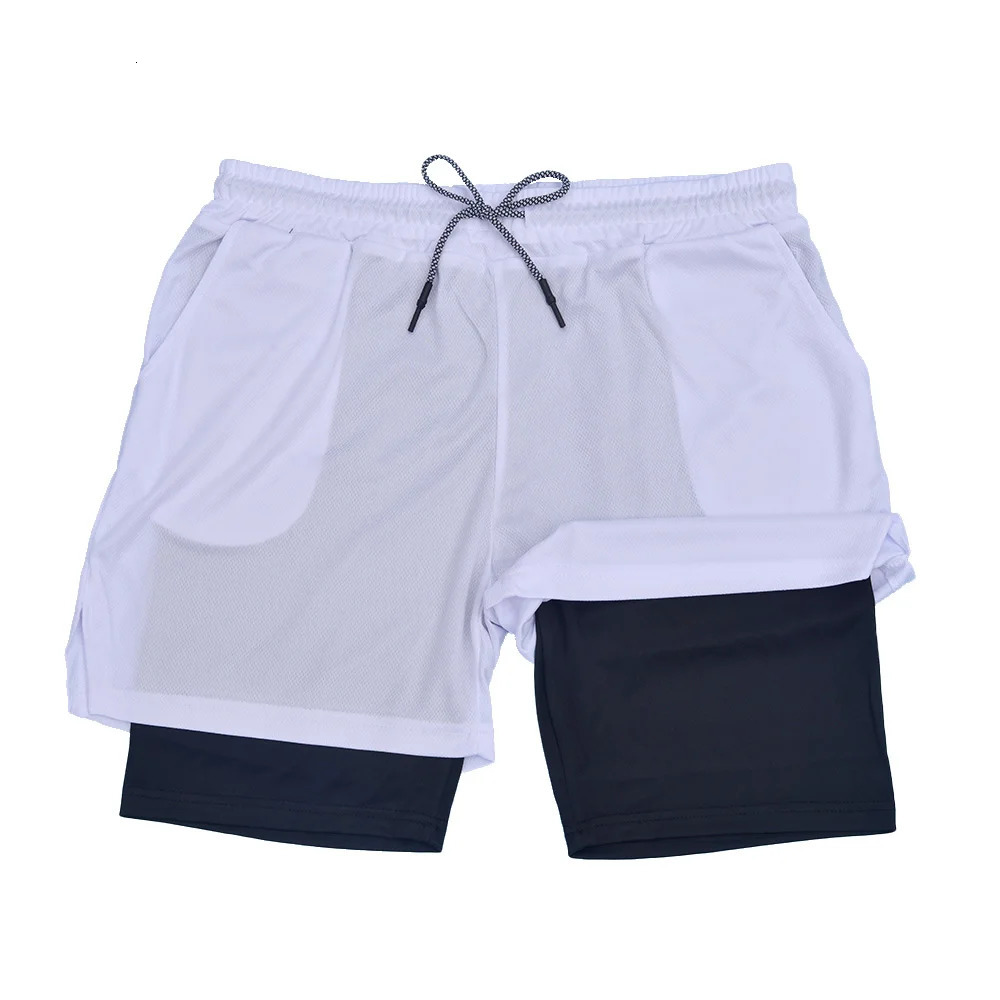 Mens Double Layer Fitness Shorts Men Fitness Gym Training 2 in 1 Sports Shorts Quick Dry Workout Jogging Double Deck Summer 260327