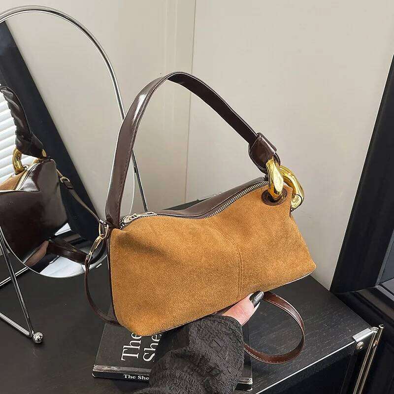 New Fashion Maillard Simple Texture Crossbody Women Retro Handle Casual And Versatile Pillow Bag High Quality QIBALIANGPIN