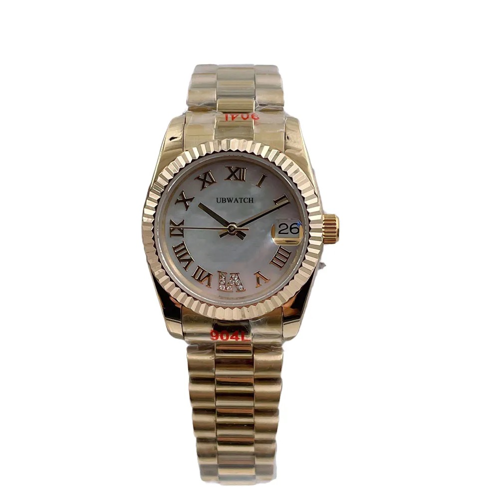 ST9 Automatic Sapphire Glass Yellow Gold 31MM Womens Wristwatches Shining Star Diamond Exquisite Luxury Ladies Watch