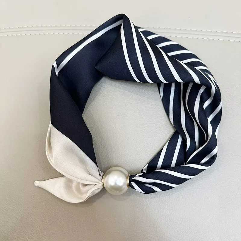 Elegant Pearl Tail Magnetic Clasp Scarf 2025 Summer New Versatile Breathable Fashion Artistic Accessory Neck Wrap Scarves X260328