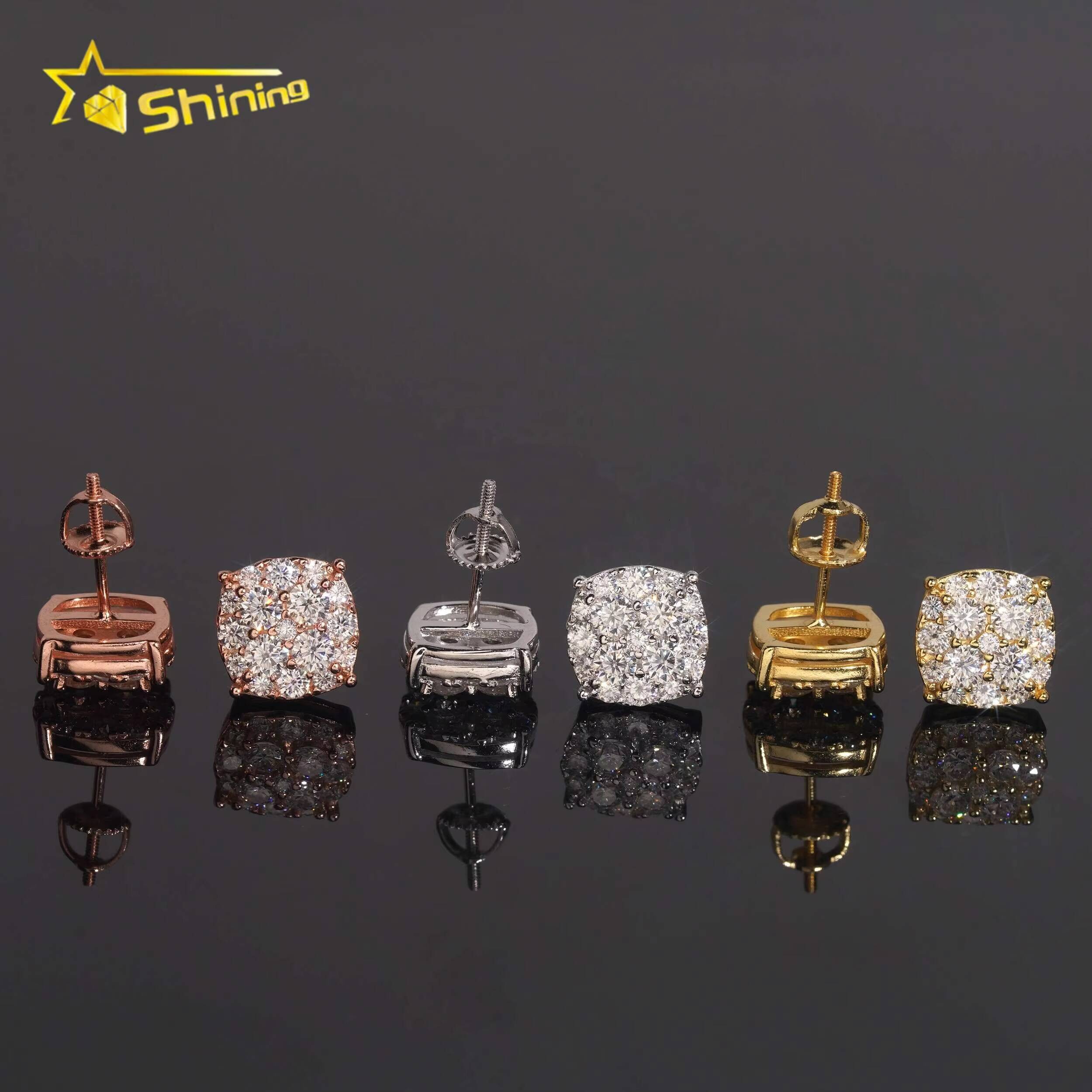 Ready to Ship Hip Hop Iced Out Jewelry 925 Silver GRA Certified VVS Moissanite Diamond Earrings