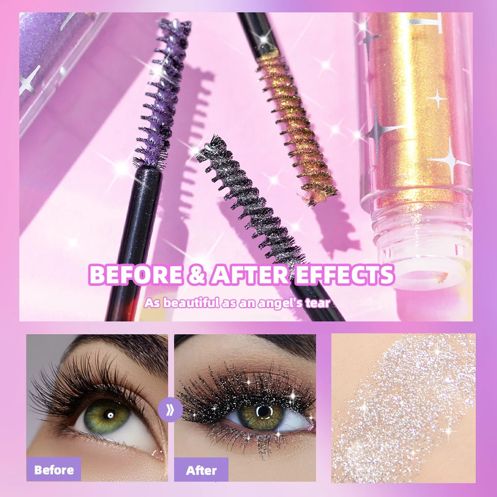 1 PC Diamond Mascara Shining Galaxy Sequins Sweat Proof Glitter Eyelashes Quick Dry Lasting Curling Thick Shimmer Makeup 260316