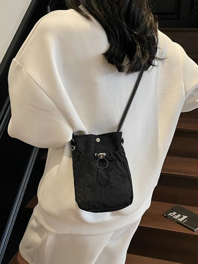Nylon Crossbody Bag Soft Mini Phone Wallet Multifunctional Square Shoulder Purse Canvas Messenger 260317