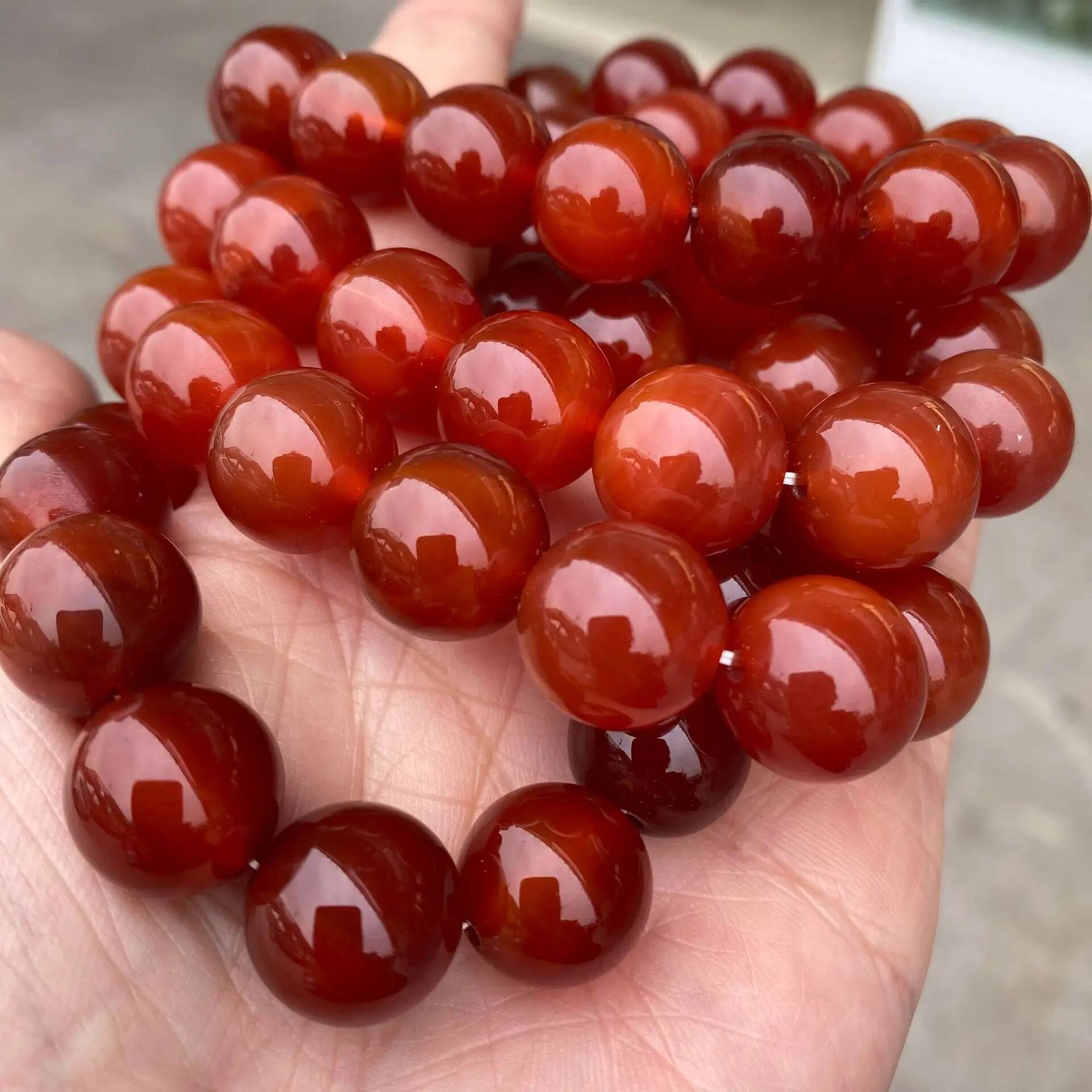 Carnelian Beaded Natural Red Agate Onyx Stone Beads Stretch Bracelets Yoga Healing Women Men Jewelry Gifts
